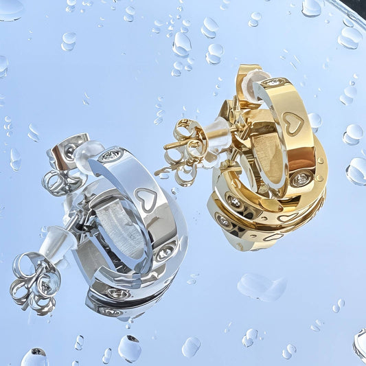 Hearts Earrings, Stainless Steel