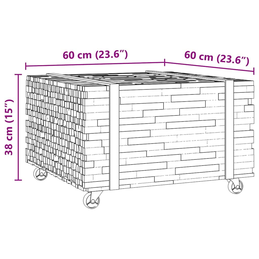 Couchtisch Braun 60 X 60 X 38 Cm Massivholz Teak