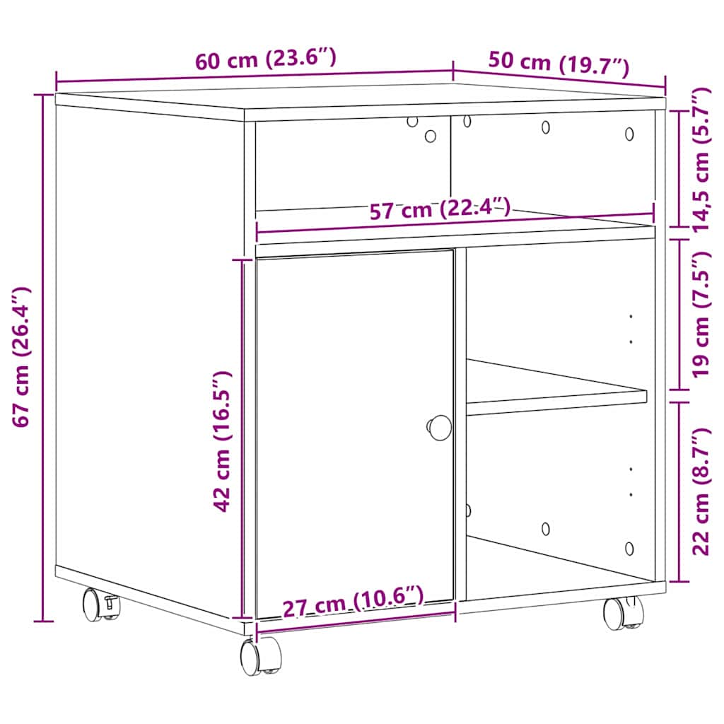 Druckerständer 60 X 50 X 67 Cm Holzwerkstoff