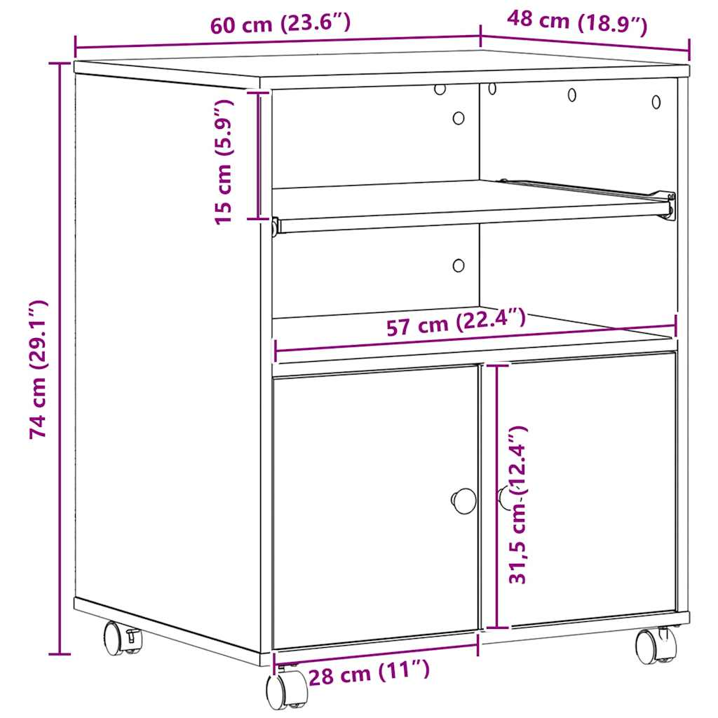 Druckerständer 60 X 48 X 74 Cm Holzwerkstoff