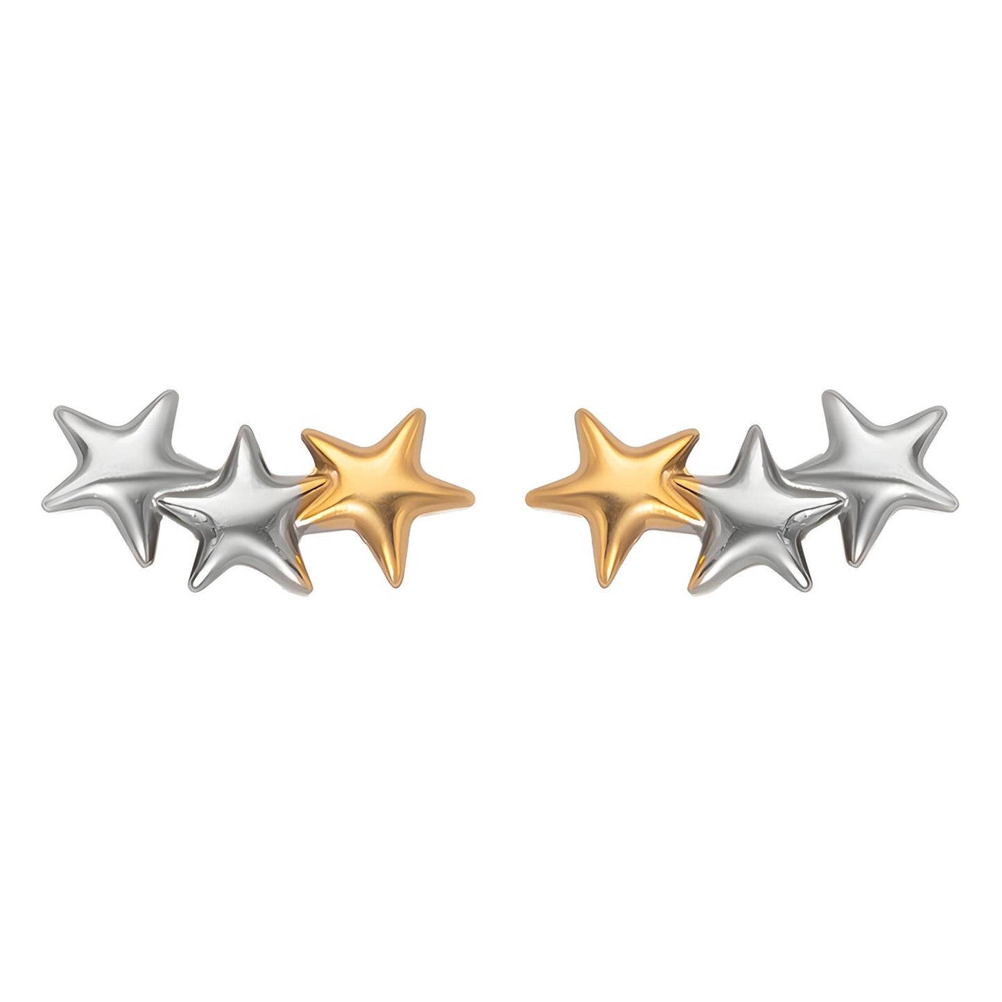 Stars Earrings, 18K Gold Plated Steel