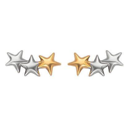 Stars Earrings, 18K Gold Plated Steel