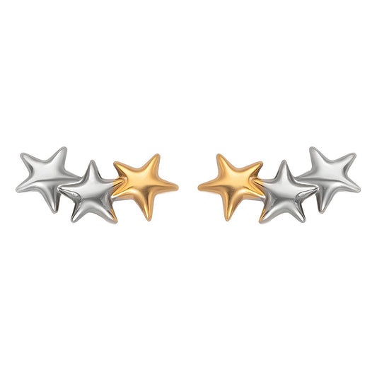 Stars Earrings, 18K Gold Plated Steel